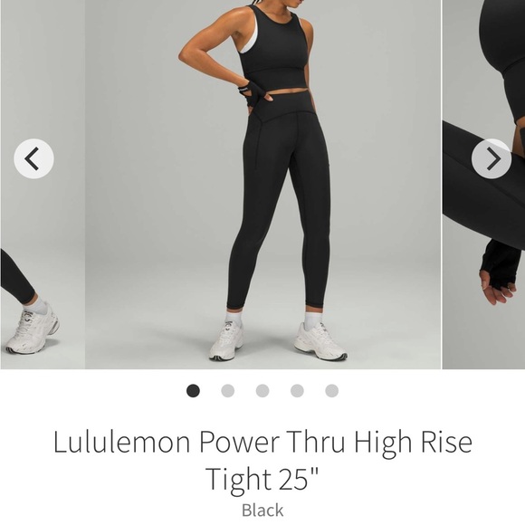 Black lululemon power through leggings - Picture 1 of 4